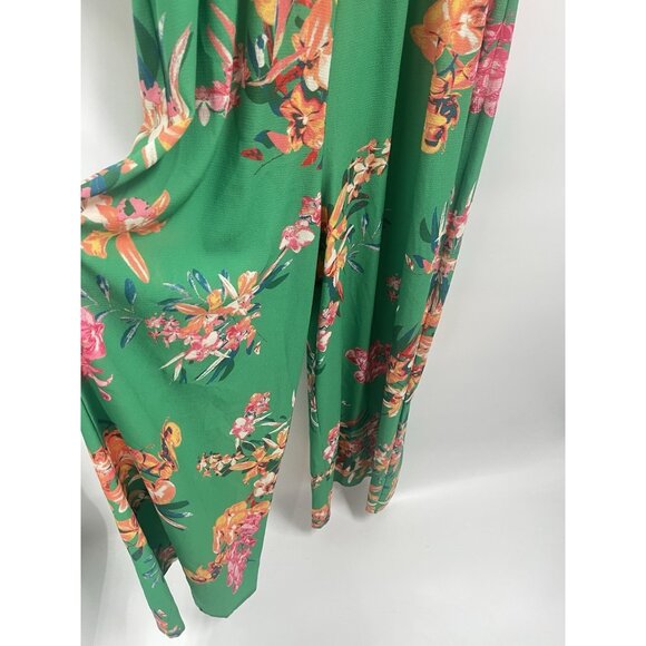 Flying Tomato Tropical Green Jumpsuit Short Sleeve Resort Beachy Sz Large - Picture 2 of 5